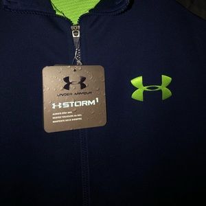 Blue and Lime Green Under Armour Cold Gear jacket
